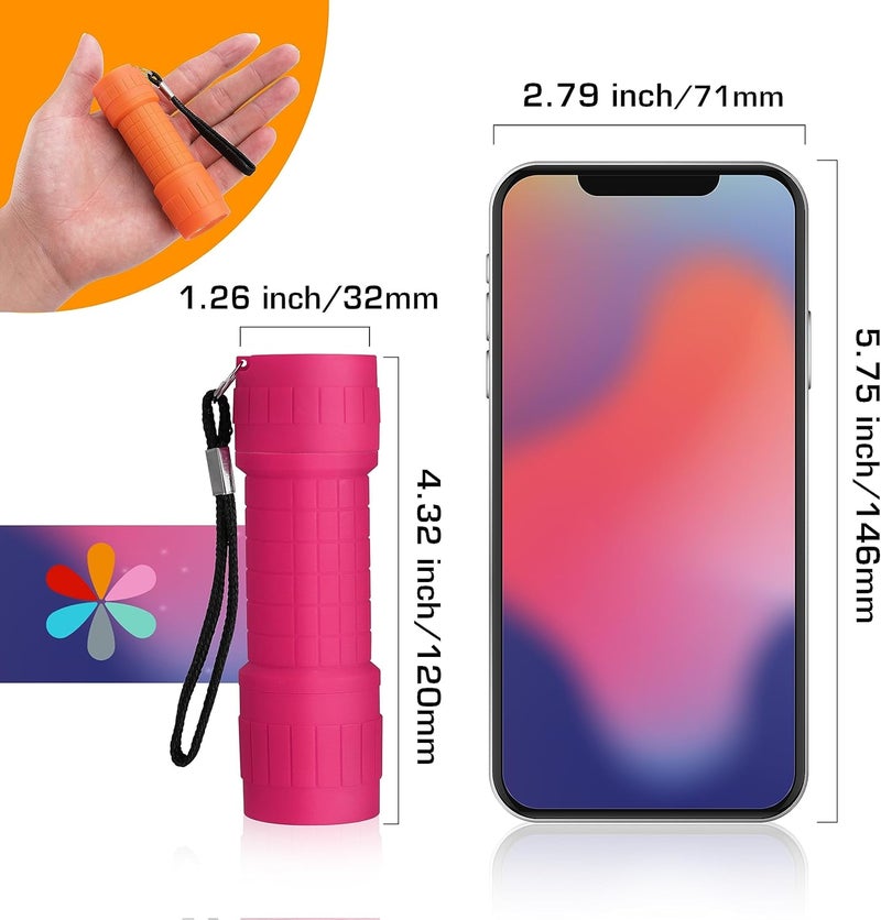 EverBrite 9-LED Flashlight 6-Pack Impact Handheld Torch Assorted Colors with Lanyard 3AAA Battery Included (Hurricane Supplies, Camping, Hiking, Emergency, Hunting) - Image 3