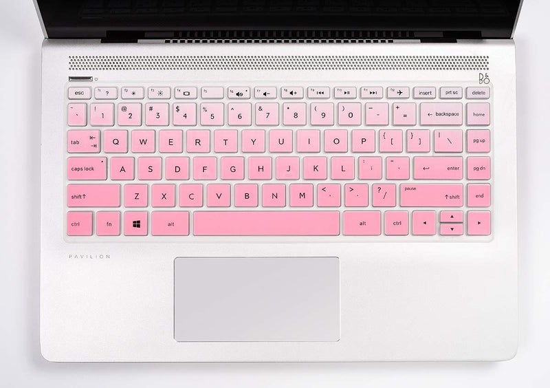 iKammo Keyboard Cover for HP Laptop 14"& HP Pavilion x360 14 14-dk 14-fq 14-dq/dk/cf Series 14-dq1040 14m-ba011dx ba013dx 14-dh2097nr 14-bw006nr 14-bf040wm 14-fq0033dx 14-fq0013dx(Pink+Clear) - Image 2