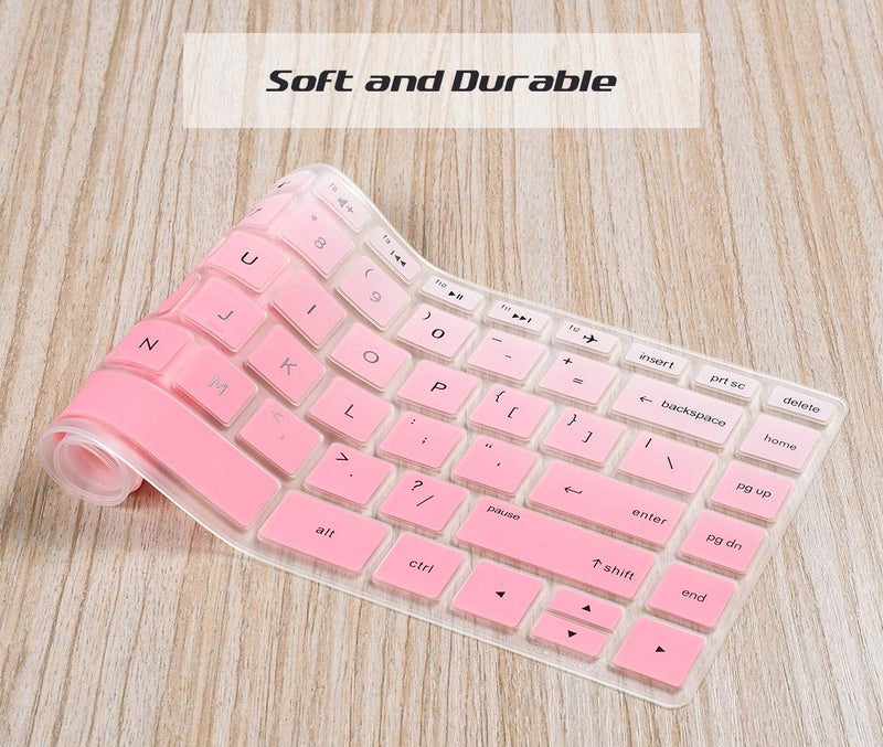 iKammo Keyboard Cover for HP Laptop 14"& HP Pavilion x360 14 14-dk 14-fq 14-dq/dk/cf Series 14-dq1040 14m-ba011dx ba013dx 14-dh2097nr 14-bw006nr 14-bf040wm 14-fq0033dx 14-fq0013dx(Pink+Clear) - Image 4