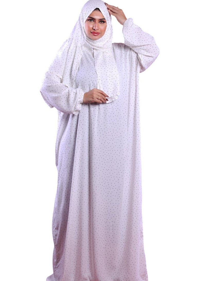Imported Viscose Cotton Women's Prayer Abaya Set with Hijab, Comfortable and Elegant Prayer Abaya in Vibrant Colors and Patterns, Free Size Fits 65-125kg, Perfect for Ramadan and Occasions