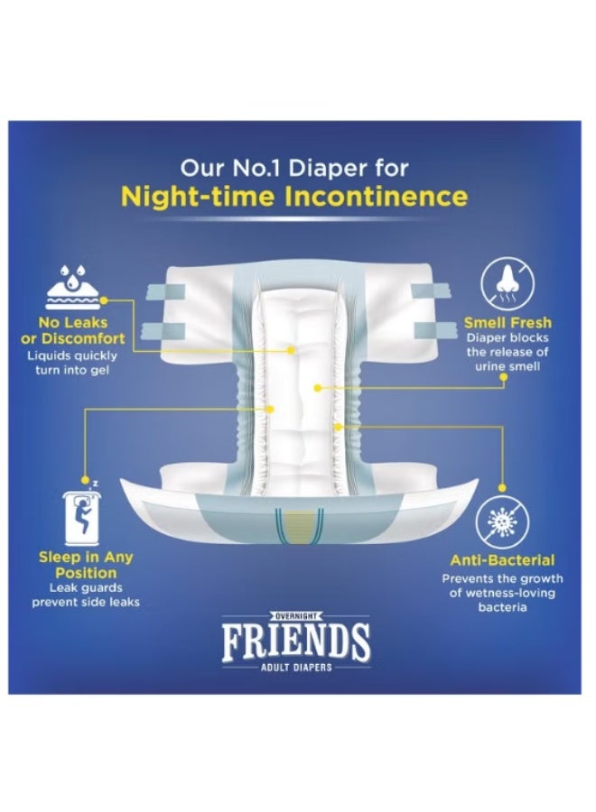 Friends Overnight Adult Diapers Tape Style - 10 Count (Extra Large) with odour lock, Unisex, Leakproof and Anti-Bacterial Absorbent Core - Waist Size 32.68-59.84 inch; 83-152 cm - Image 2