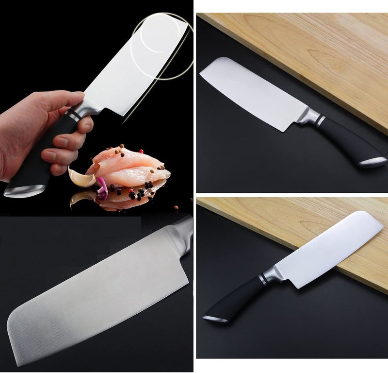 RoarCraft Knife Stainless Steel Blade Meat Cleaver Knife for Kitchen Chopping High Carbon Ultra Sharp Santoku Knives Cooking Chef Butcher Knife for Meat and Vegetable B C 1 - Image 2