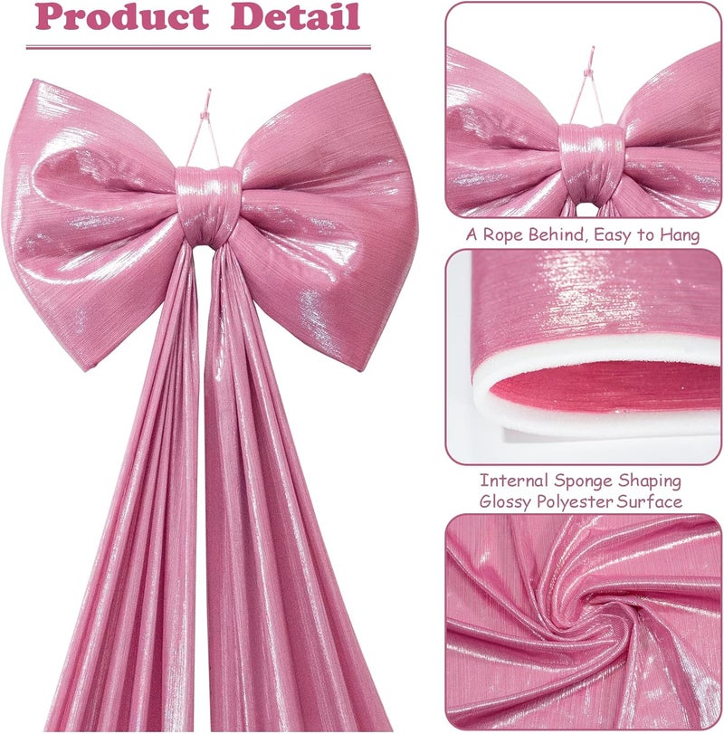 Hismir Christmas Tree Topper Bow，67x16 Inch Extra Large Room Decor Ribbon Bow for Wedding Engagement Birthday Party，Giant Xmas Bow Decorations for Home Wreath Door Wall(Pink) - Image 3