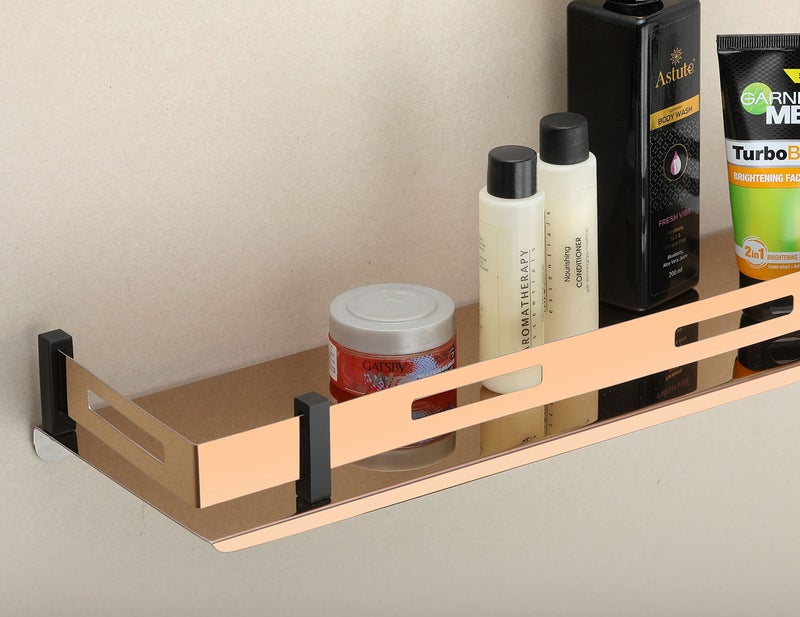 iSTAR رف حمام من الفولاذ المقاوم للصدأ iSTAR / رف مطبخ / رف حمام ورف / ملحقات حمام رف حائط من الفولاذ المقاوم للصدأ فضي (12 × 5 بوصة، ذهب وردي) - Image 3