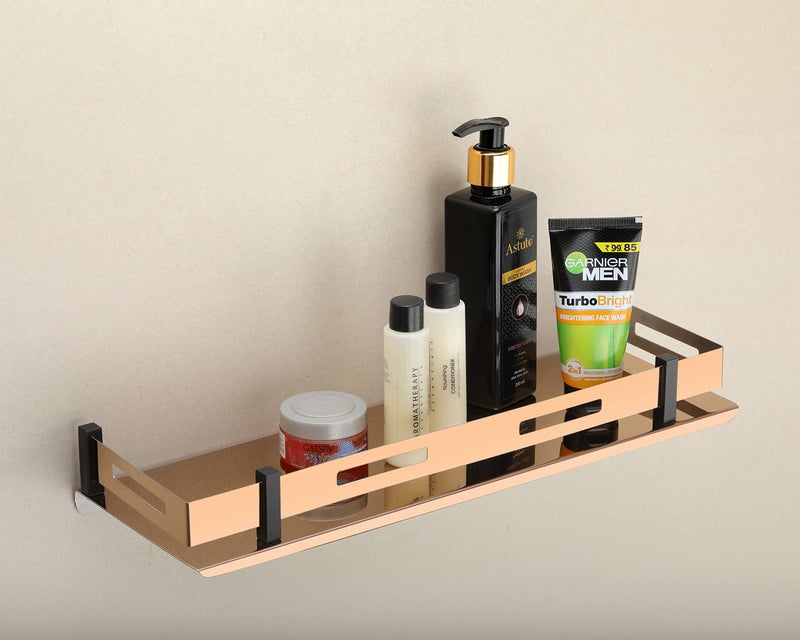 iSTAR رف حمام من الفولاذ المقاوم للصدأ iSTAR / رف مطبخ / رف حمام ورف / ملحقات حمام رف حائط من الفولاذ المقاوم للصدأ فضي (12 × 5 بوصة، ذهب وردي) - Image 2