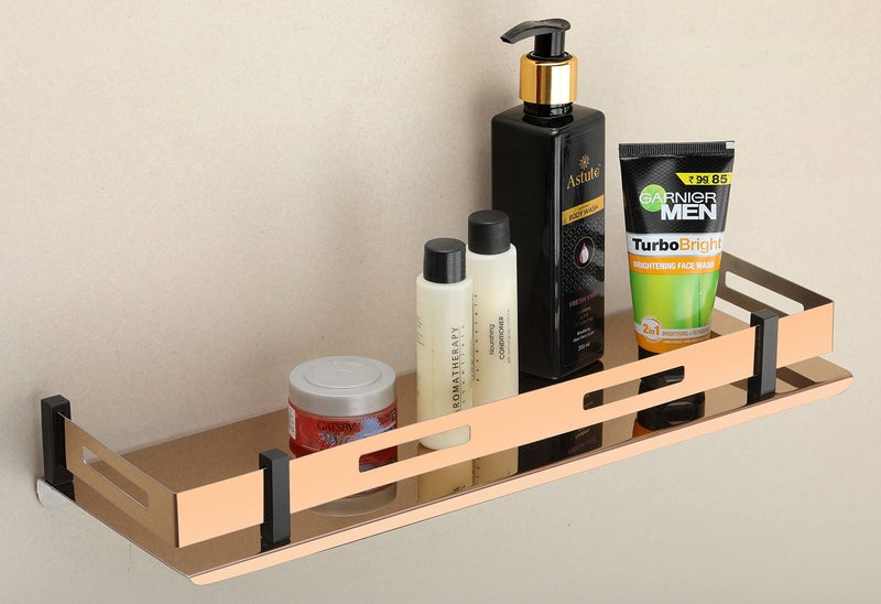 iSTAR رف حمام من الفولاذ المقاوم للصدأ iSTAR / رف مطبخ / رف حمام ورف / ملحقات حمام رف حائط من الفولاذ المقاوم للصدأ فضي (12 × 5 بوصة، ذهب وردي) - Image 1