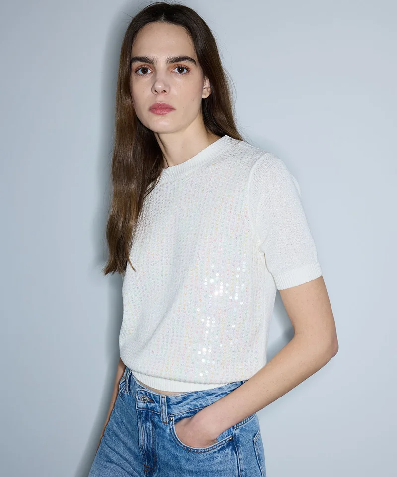 ابيكول Sequinned Knit Top