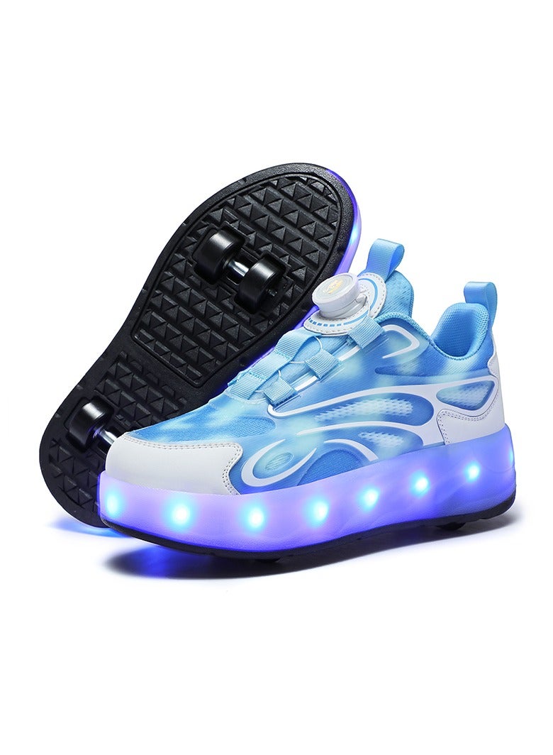 Joshberg LED Flash Light Sneaker Skate Shoes with Wheels USB Charging Roller Skates Shoes - Image 1