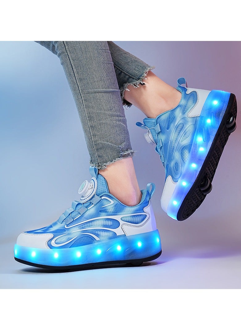 Joshberg LED Flash Light Sneaker Skate Shoes with Wheels USB Charging Roller Skates Shoes - Image 3