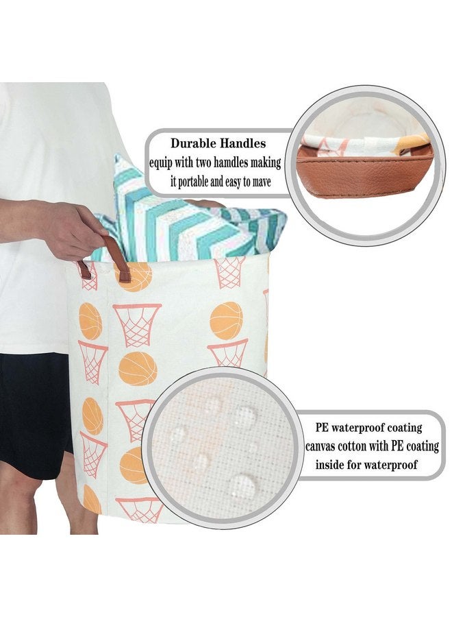 BOOHIT Cotton Fabric Storage Bin,Collapsible Laundry Basket-Waterproof Large Storage baskets,Toy Organizer,Home Decor (basketball) - Image 4