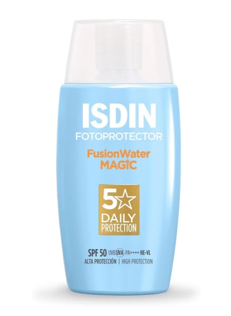 ISDIN Fotoprotector Fusion Water Magic SPF 50 UVB UVA High Protection Sunscreen Lightweight Hydration Non Greasy Skin Care Sunblock for Acne Prone Skin 50 ml - Image 5