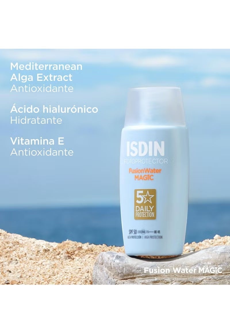 ISDIN Fotoprotector Fusion Water Magic SPF 50 UVB UVA High Protection Sunscreen Lightweight Hydration Non Greasy Skin Care Sunblock for Acne Prone Skin 50 ml - Image 2