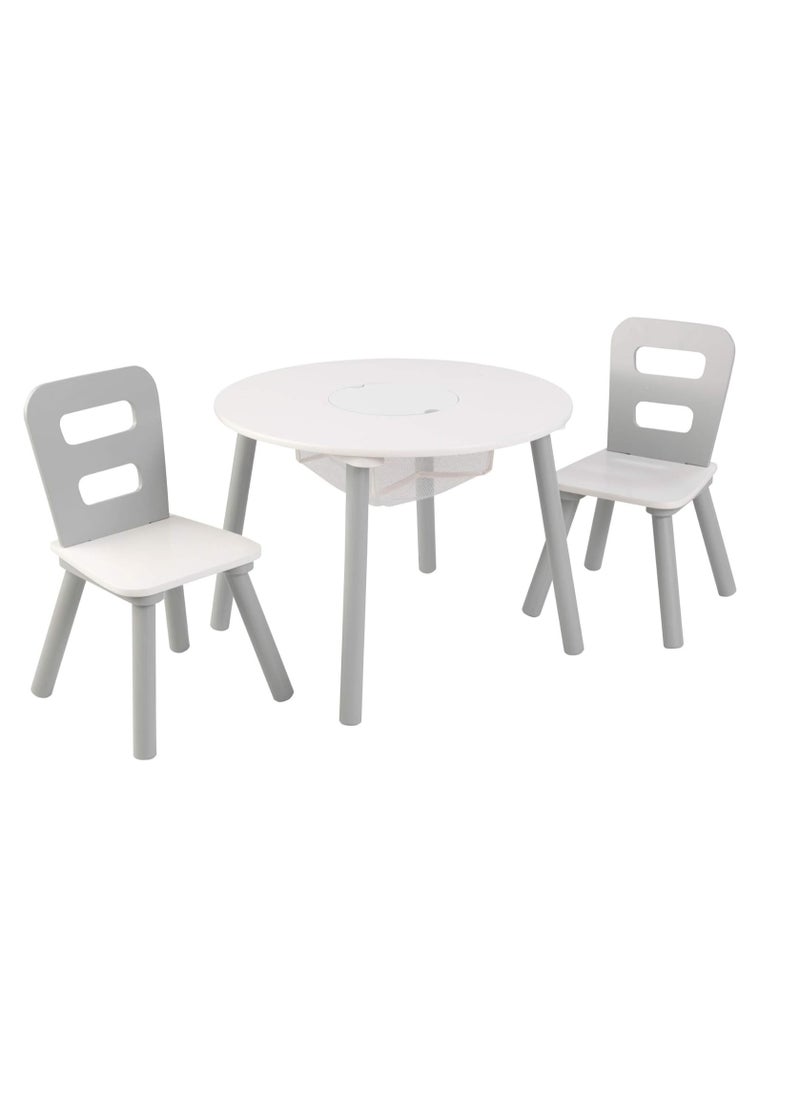KidKraft Kidkraft Round Storage Table & 2 Chair Set - Gray & White  - Image 1