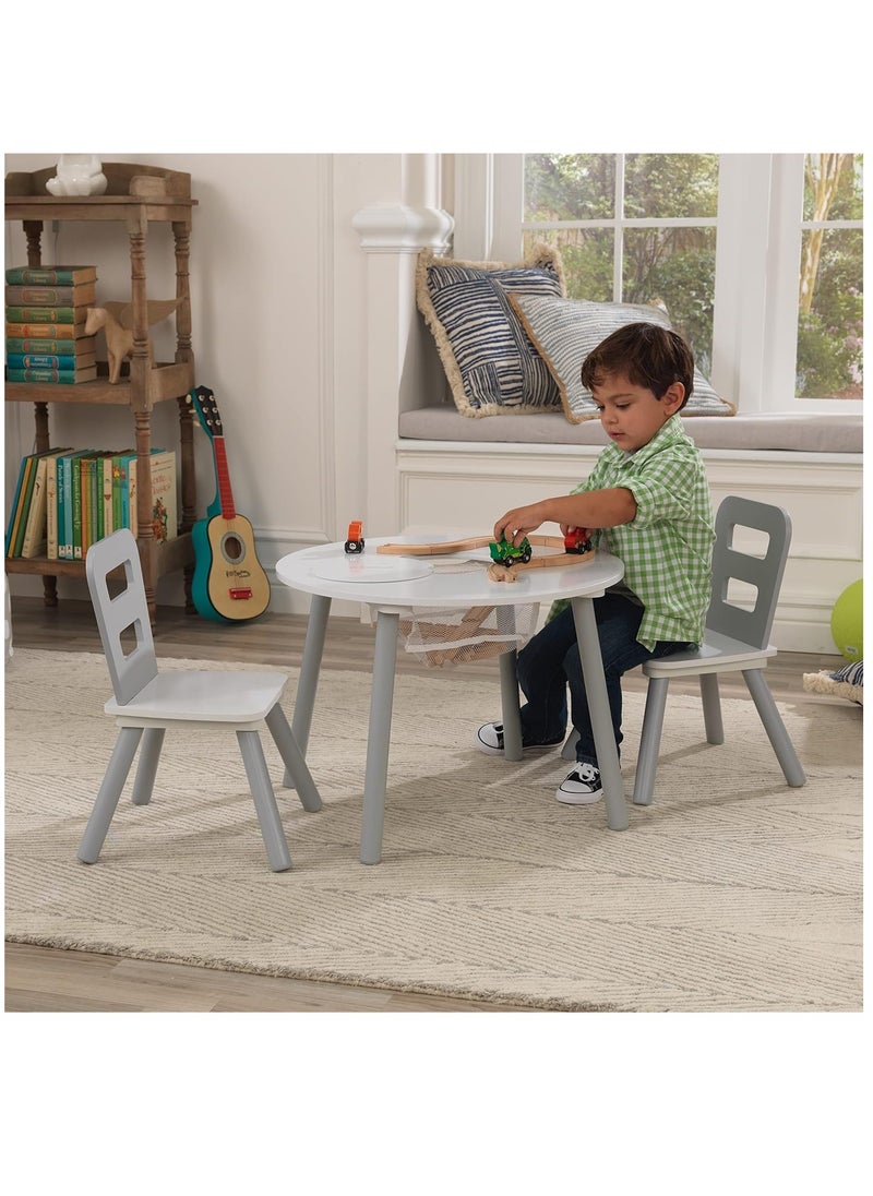 KidKraft Kidkraft Round Storage Table & 2 Chair Set - Gray & White  - Image 4
