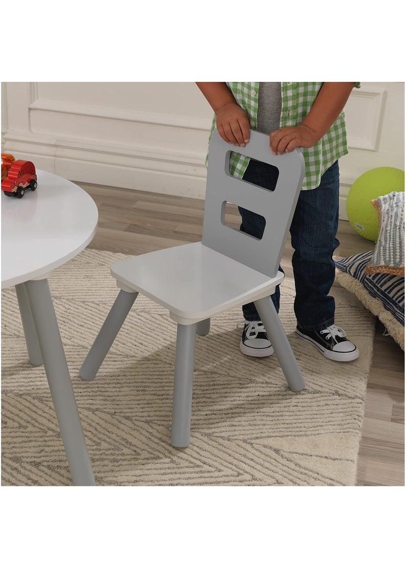 KidKraft Kidkraft Round Storage Table & 2 Chair Set - Gray & White  - Image 3
