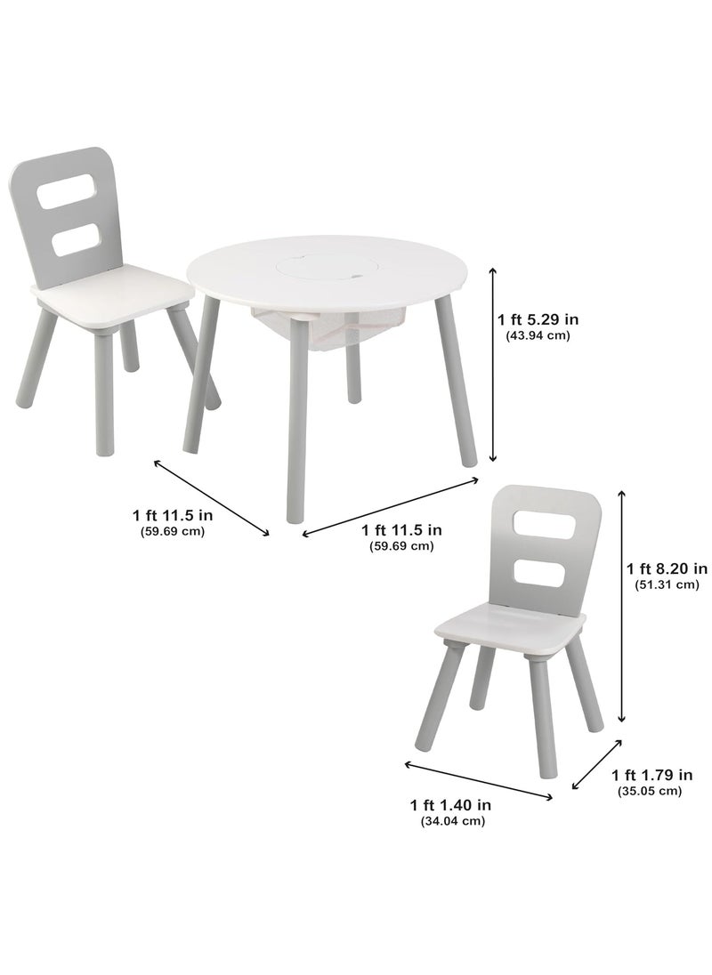 KidKraft Kidkraft Round Storage Table & 2 Chair Set - Gray & White  - Image 5