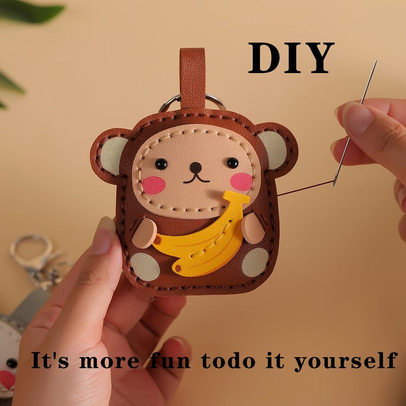 Kitten DIY Wallet Making Supplies Hand Sewn Cartoon Bag Charm Semi Finished Keychain - Image 1