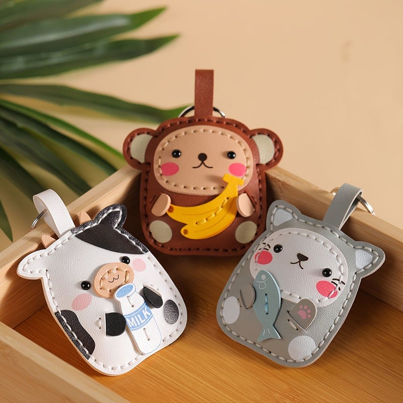 Kitten DIY Wallet Making Supplies Hand Sewn Cartoon Bag Charm Semi Finished Keychain - Image 3