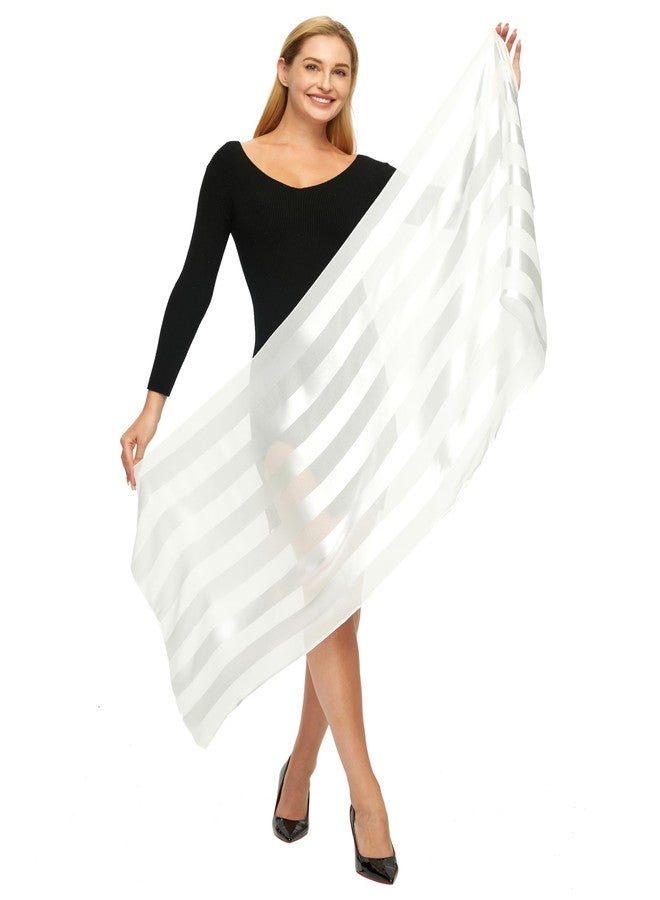 PANTONIGHT Women's Polyester Head Wrap Plain Metallic Evening Shawl Lightweight Wedding Shawl Satin Wraps for Party (White 3304) - Image 4