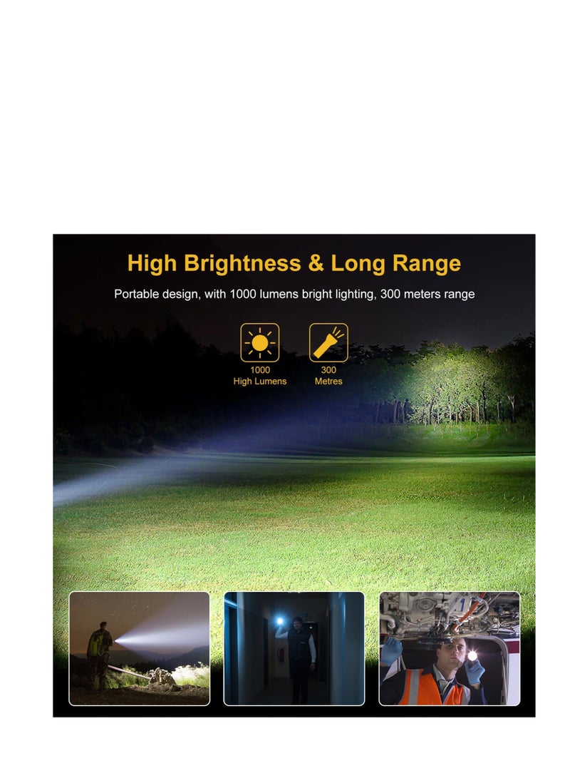 SOLARAE Small Powerful Torch LED, Super Bright 1000LM LED Keychain Flashlight, Rechargeable 300 Meters IPX4 Small Powerful Pocket Torch, with 7 Light Modes & Magnetic Tail, for Camping and Emergency Use - Image 3