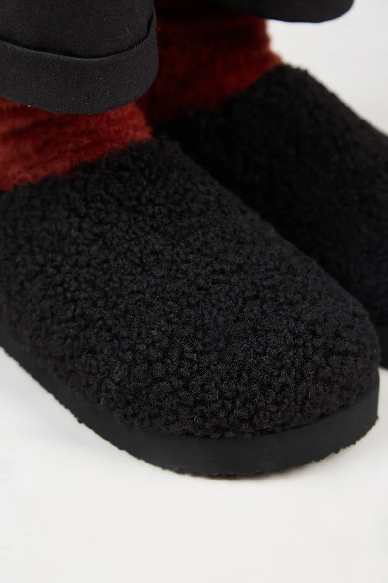 Manijero (Orlina) Women's Tedy Sabo Platform Black Slippers