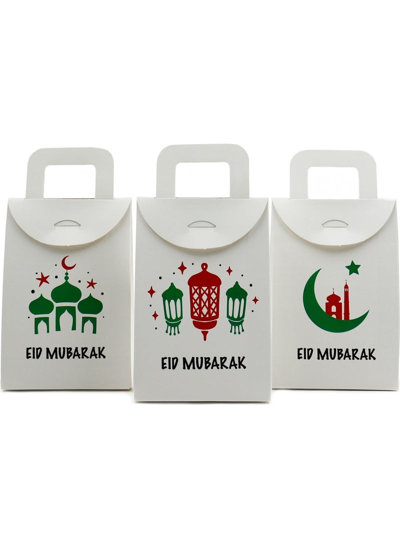 Repro Design 10 x 15 cm White 3 Pieces Eid Mubarak Printed Empty Tissue Box, Candy, Pocket Money, Gift Box,  - Image 1