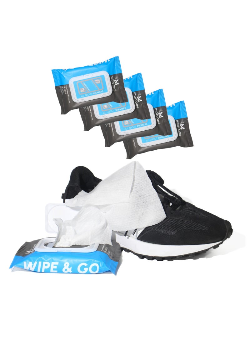 Mon Ami Shoe Cleaning Wipes for Travel & Daily Use | 4-Pack (120 Wipe) Sneaker Cleaner – Quick, Pre-Moistened & Easy to Use | Safe on White, Leather & Suede Shoes | Monami Shoe Wipe  - Image 1
