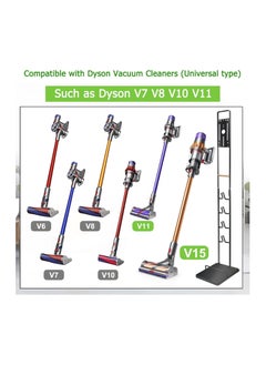 Generic Vacuum Cleaner Stand Vacuum Holder with Wheels for Dyson V15 V11 V10 V8 V7 V6 Metal Floor Stand Compatible for T30 T20 V12 V11 V10 No Drilling Vacuum Storage Rack (Black)  - Image 3