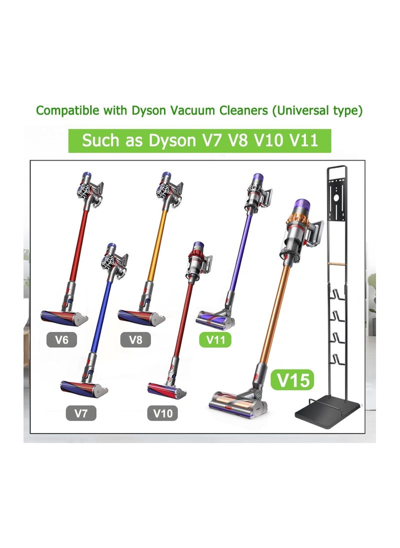 Vacuum Cleaner Stand Vacuum Holder with Wheels for Dyson V15 V11 V10 V8 V7 V6 Metal Floor Stand Compatible for T30 T20 V12 V11 V10 No Drilling Vacuum Storage Rack (Black)