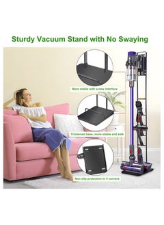 Generic Vacuum Cleaner Stand Vacuum Holder with Wheels for Dyson V15 V11 V10 V8 V7 V6 Metal Floor Stand Compatible for T30 T20 V12 V11 V10 No Drilling Vacuum Storage Rack (Black)  - Image 5