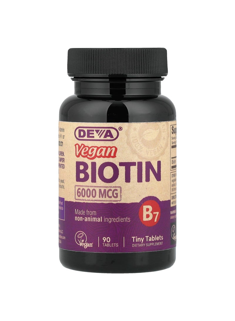 Deva Vegan Biotin, 6000 mcg, 90 Tablets