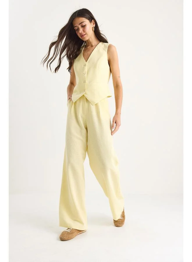 Ginger  Button Up Relaxed Fit Vest & Pant Coord Set for Women | Best Price UAE