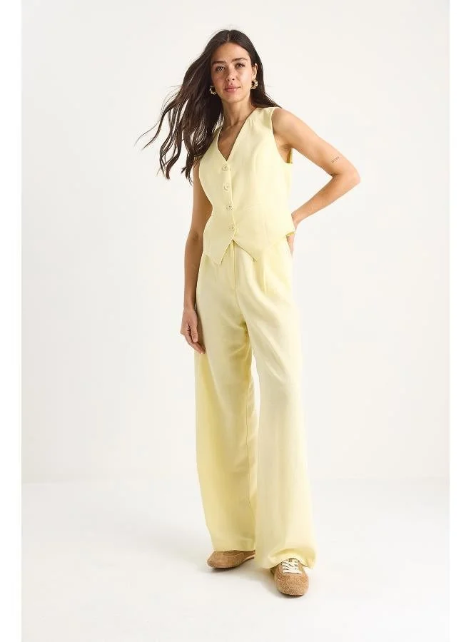 Ginger Button Up Relaxed Fit Vest & Pant Coord Set