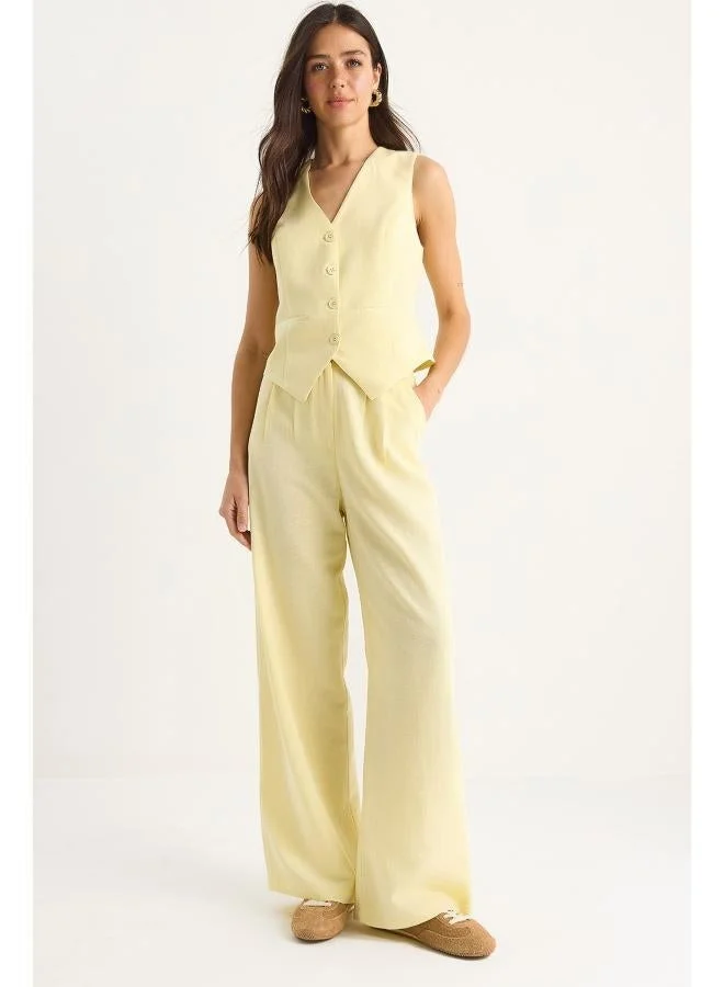 Ginger  Button Up Relaxed Fit Vest & Pant Coord Set for Women | Best Price UAE