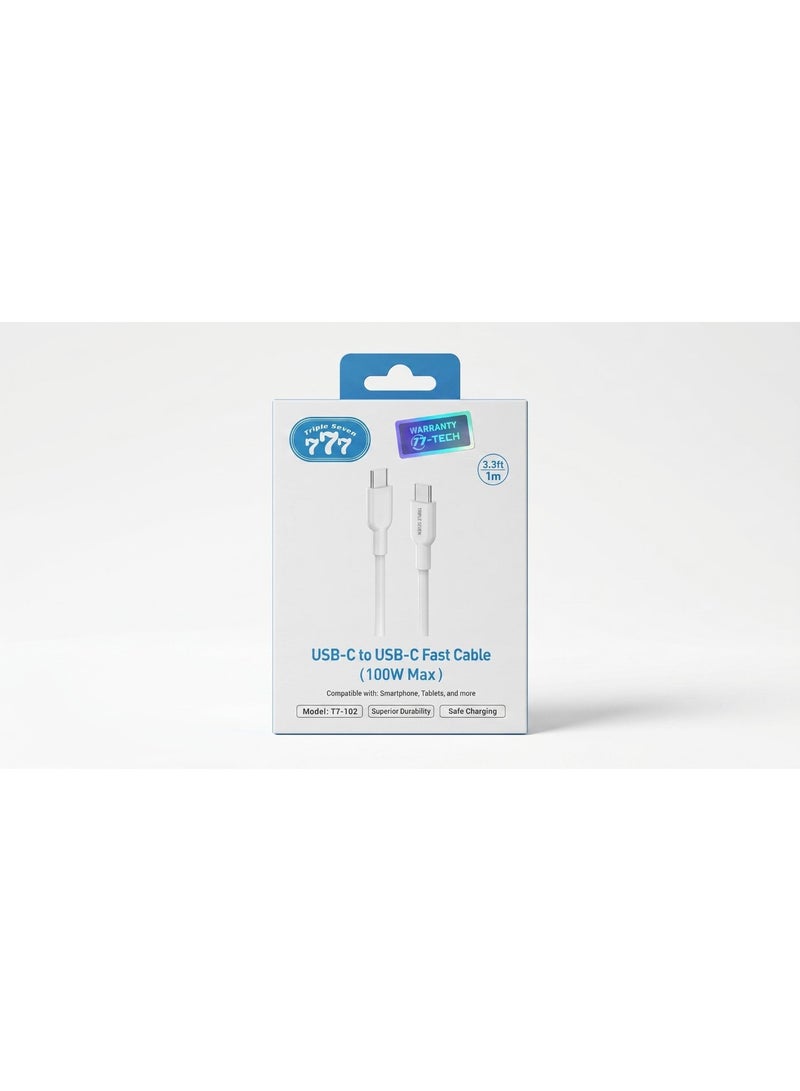 777 كابل T7-102 USB-C إلى USB-C - شحن سريع بقوة 100 واط - آمن - متوافق مع أجهزة Type-C - Image 4