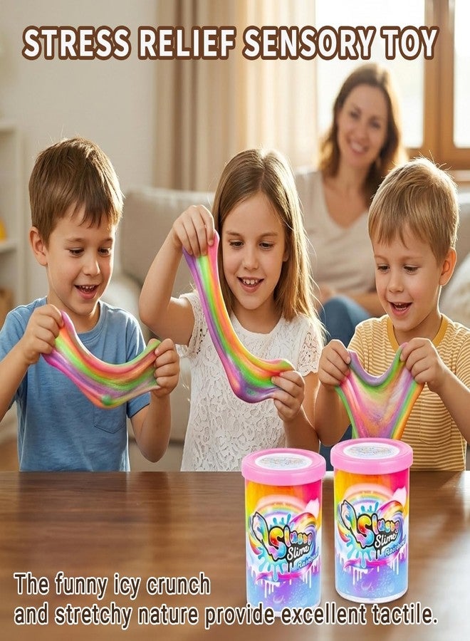 Busaurus Rainbow Cloud Slime 2-Pack (8.46oz) Non-Sticky Butter Slushie, Holiday Basket Stuffers & Birthday Party Favors for Kids, Magic Color-Mixing Stretchy Sensory Putty Toy with Storage Jar - Image 4
