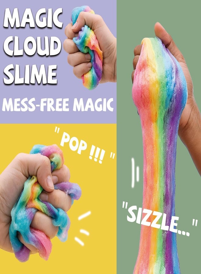 Busaurus Rainbow Cloud Slime 2-Pack (8.46oz) Non-Sticky Butter Slushie, Holiday Basket Stuffers & Birthday Party Favors for Kids, Magic Color-Mixing Stretchy Sensory Putty Toy with Storage Jar - Image 3