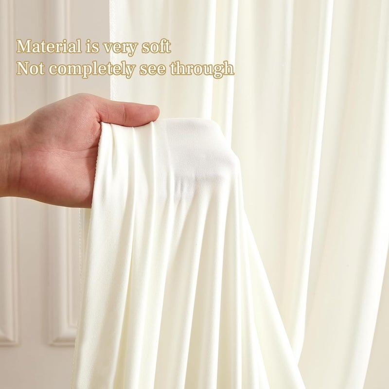 PARTISKY 8x10FT Cream White Backdrop Curtains for Wedding Parties, Wrinkle Free Polyester Photography Backdrop Drapes for Wedding Baby Shower Birthday Parties Stage Background Stand Decorations 4x10ft,2 Panels - Image 3
