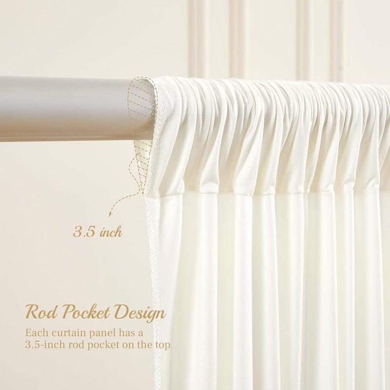 PARTISKY 8x10FT Cream White Backdrop Curtains for Wedding Parties, Wrinkle Free Polyester Photography Backdrop Drapes for Wedding Baby Shower Birthday Parties Stage Background Stand Decorations 4x10ft,2 Panels - Image 2