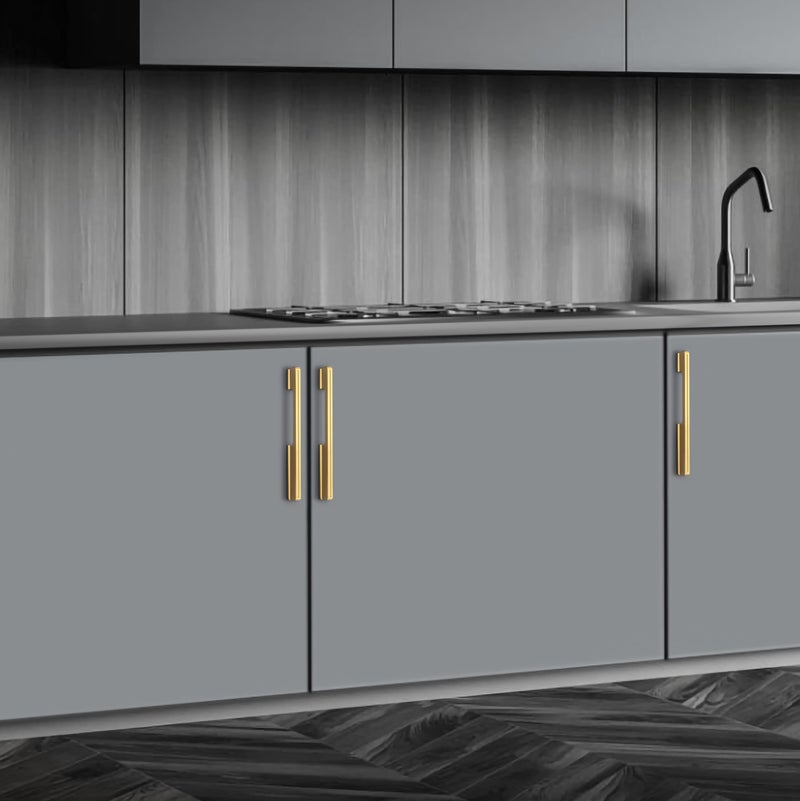HARMONUS ,Fancy Aluminium Kitchen Cabinet Handle/Pull Handle/Door Handle/Drawer Handle,PVD Gold Finish,Aluminium Alloy, 96 MM (4 Inch), 6 PCS HCPVDGOLDSAC-43-6-96MM - Image 2