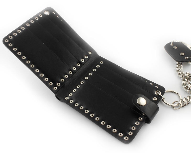 vogueteen Men's skull Biker Punk studded Leather Wallet with a Jeans Long Key chain - Image 3