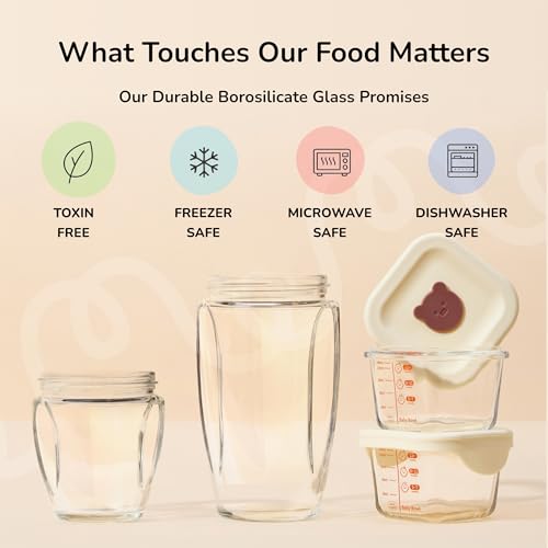 Kwiplee Bubble Blender, Baby Food Maker & Puree Blender with 2 Borosilicate Glass Cups, Compact Baby Bullet for Smoothies, Hands-Free One-Touch, 200W Motor, Cream - Image 4