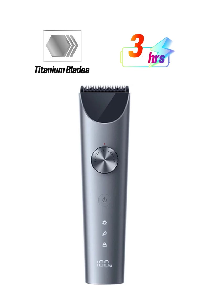 Xiaomi - MIJIA Hair Trimmer Clipper 2 Professional Clippers Titanium Alloy Blade Rechargeable Barber-Grey - Image 1