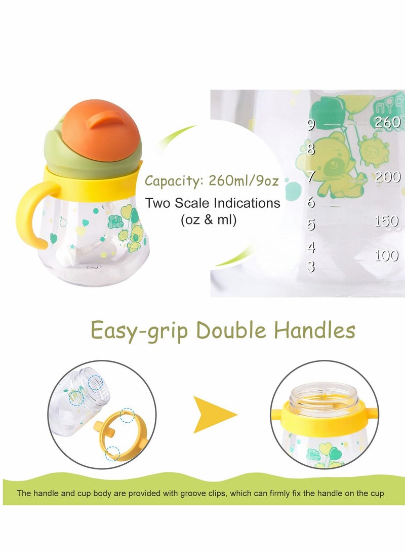 Sippy Cup for Baby Months 6+,Spill-Proof Sippy Cup, Weighted Straw Non Spill Cup for Toddlers, Baby Straw Cup with Handles, Spill-Proof, Leak-Proof Soft Spout Cup 260ml, BPA Free (Yellow) - Image 4