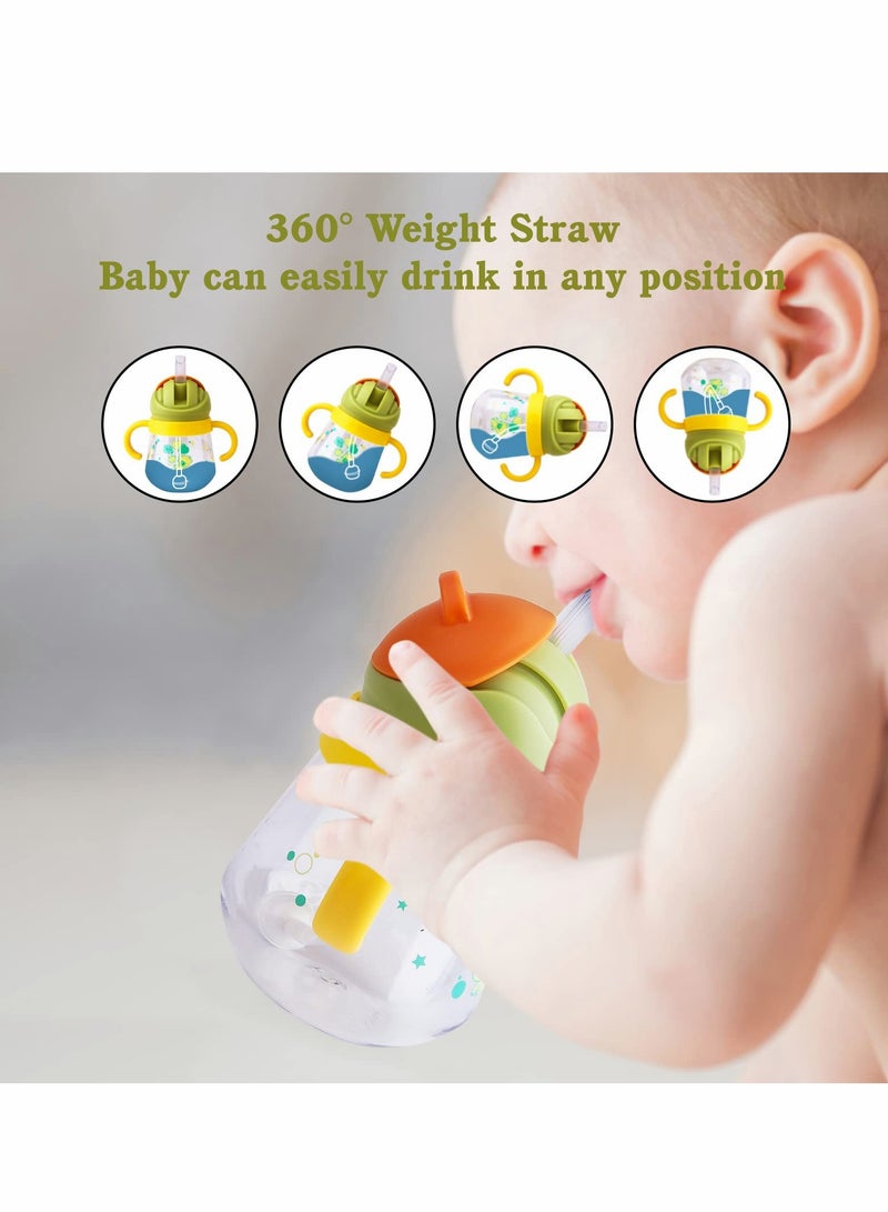 Sippy Cup for Baby Months 6+,Spill-Proof Sippy Cup, Weighted Straw Non Spill Cup for Toddlers, Baby Straw Cup with Handles, Spill-Proof, Leak-Proof Soft Spout Cup 260ml, BPA Free (Yellow) - Image 2