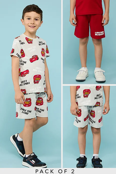 أر أند بي 2 Pack Cars Print Shorts with Drawstring Waist