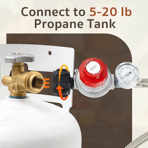 GASPRO 0-30 PSI Adjustable High Pressure Propane Regulator with Gauge, 5-Foot Stainless Braided Hose, Perfect for Turkey Fryer, Gas Burner, Fire Pit - Image 5