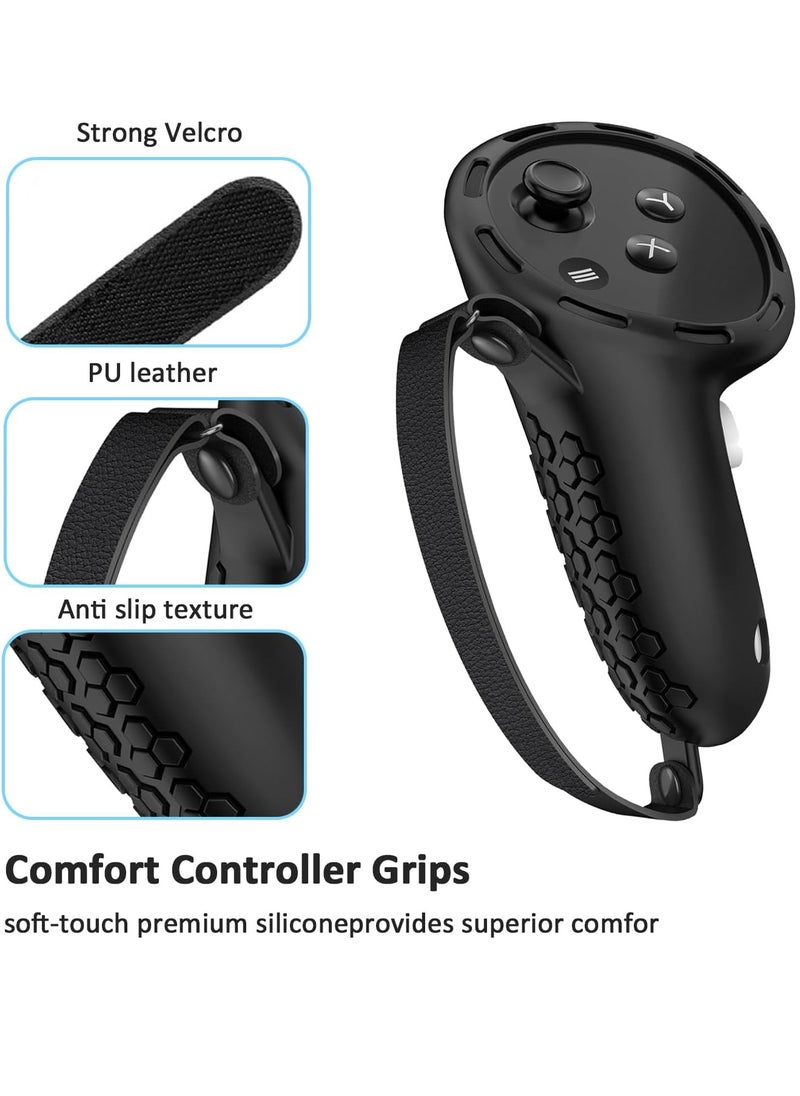 Generic Silicone Cover Set Compatible with Oculus/Meta Quest 3 Accessories,Silicone Cover,VR Face Cover,Protective Cover,Touch Controller Grips Cover,kit(Black)  - Image 3
