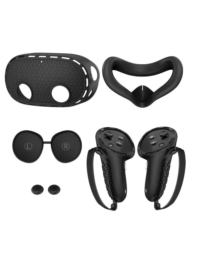 Generic Silicone Cover Set Compatible with Oculus/Meta Quest 3 Accessories,Silicone Cover,VR Face Cover,Protective Cover,Touch Controller Grips Cover,kit(Black)  - Image 1