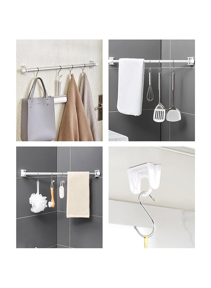 2 Pcs Curtain Rod Hangers Holders,Not Drilling Adhesive Wall Mount Drapery Brackets ABS Clear Towel Poles Support Hook - Image 3